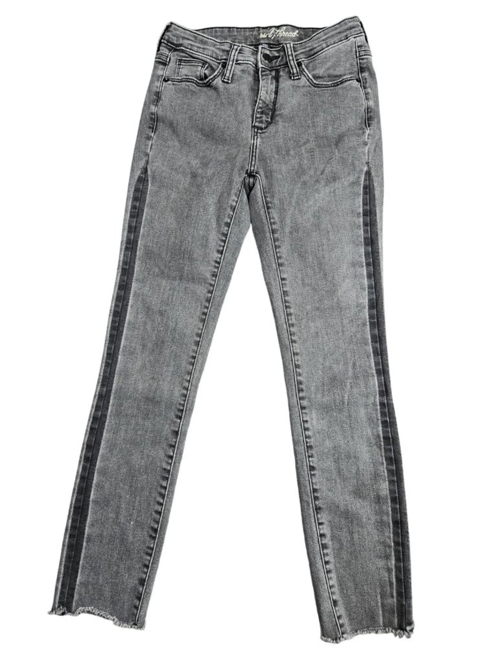 Universal Thread High Rise Skinny Crop‎ Jeans Womens 00 Gray Charcoal Distressed